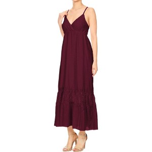 Anna-Kaci Women's Adjustable Spaghetti Strap Boho Lace Maxi Dress - 1 of 4