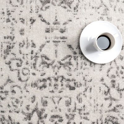 Gray 6' Square Synthetic Reversible Area Rug