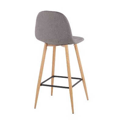Natural Metal and Charcoal Fabric Swivel Barstools, Set of 2