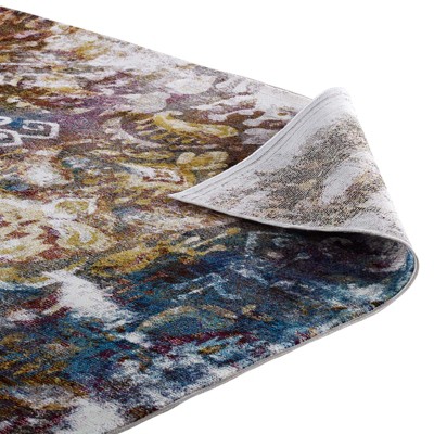 Modway Success Jayla Transitional Distressed Vintage Floral Moroccan Trellis 4x6 Area Rug