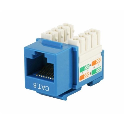 Monoprice Cat6 Punch Down Keystone Jack - Blue | 110 Type IDC, 90 Degree Connection