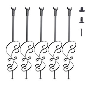VEVOR Staircase Metal Balusters, 44'' x 1/2" Galvanized Steel Decorative Banister Spindles, 5 Pack S Shape Deck Baluster - 1 of 4