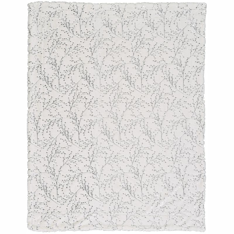 Mina Victory Faux Fur Metallic Branches Throw Blanket, 1 of 5