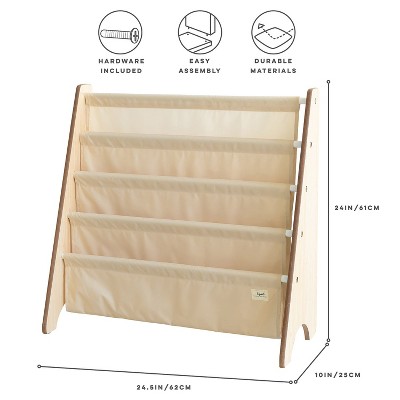 Beige Recycled Fabric Kids 4-Tier Book Rack