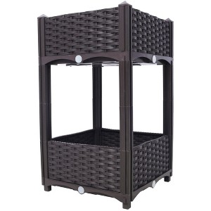 TUYOHW Elevated Raised Garden Bed with Legs, Self-Draining Planter Box for Vegetables Herbs Flowers, Rattan Pattern Outdoor Planter - 1 of 4