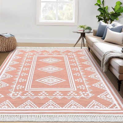 Washable Runner Rug  Boho Tassel Non Slip Soft Stain Resistant Carpet for Hallway Kitchen Laundry