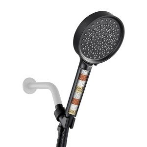 Cobbe Filtered Shower Head with Handheld, High Pressure 6 Spray Showerhead, Water Softener Filters Beads for Hard Water - Remove Chlorine, Matte Black - 1 of 4