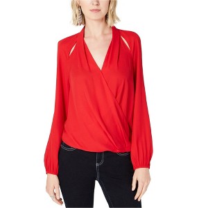 I.N.C International Concepts Womens Cutout Surplice Crop Top Blouse, Red, XX-Large - 1 of 1