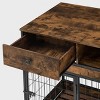 FURNIinspire Pet Crates And Houses Furniture Style Pet Dog Cage Dog House With Double Doors, Indoor Dog Crate, Brown, 22.6"*31.4"*30.5" - 2 of 4