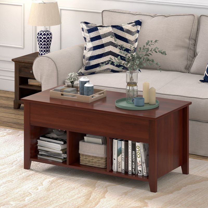 CCostway ostway Lift Top Coffee Table with Hidden Compartment and Storage Shelves Brown, 2 of 11
