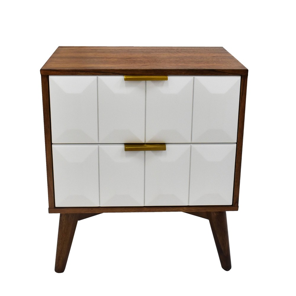 Photos - Storage Сabinet Ginny 2 Drawer Nightstand Walnut - Steve Silver Co.: Mid-Century Modern, A