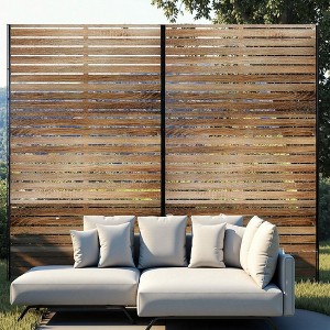 Metal Privacy Screen for Outdoor & Indoor Use, Free Standing Privacy Screen for Patio Garden Pool, Decorative Fence Panel - 1 of 4