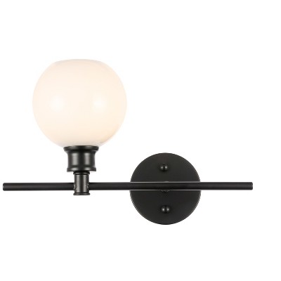 Elegant Lighting Collier 1 light Black and Frosted white glass right Wall sconce