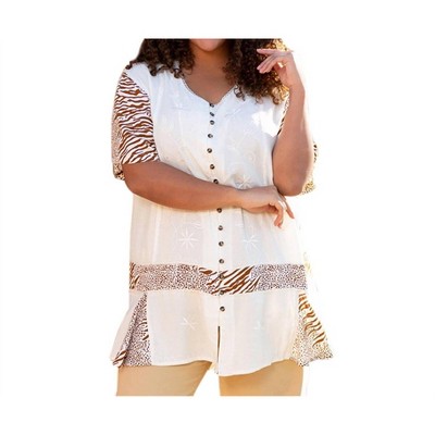 Women's Short Sleeve Round Neck Tonya Blouse - Plus - On The Plus Side