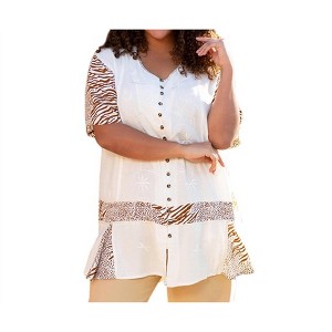 Women's Short Sleeve Round Neck Tonya Blouse - Plus - On The Plus Side - 1 of 3