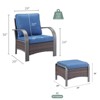 Buenhomino Patio Furniture Set 4PCS Conversation Set 2 Rattan Patio Chairs with 2 Ottomans Cured Armest Wicker Patio Chairs Set for Garden Backyard - 4 of 4