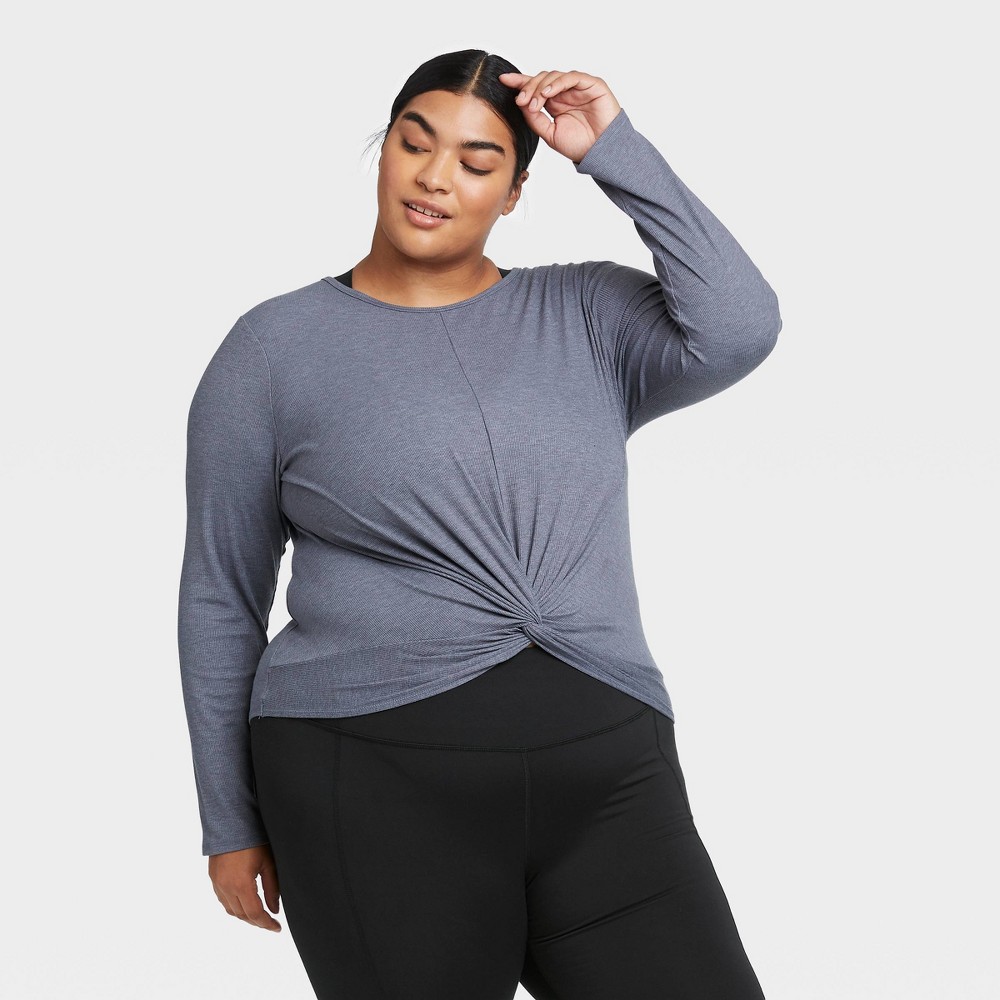Women's Plus Size Long Sleeve Twist Front T-Shirt - All in Motion Dark Gray 4X was $24.0 now $10.8 (55.0% off)