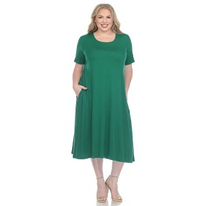 White Mark Plus Size Short Sleeve Midi Dress - 1 of 4