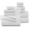 100 Cotton Luxury Bath Towel Set - 12 Pcs - Super Soft Absorbent - White Family Pack - 2 of 4