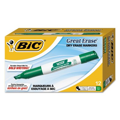 Bic Great Erase Grip Chisel Tip Dry Erase Marker Green Dozen GDEM11GN