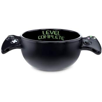 KOVOT “Level Complete” Gamer Bowl - 22oz Ceramic Soup Cereal Bowl Gamer Gift -Black