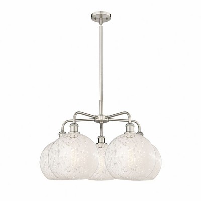 White Mouchette - 5 Light Stem Hung Chandelier In Modern Style-17.25 Inches Tall and 28 Inches Wide