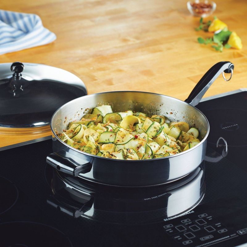 Farberware Classic Series 4.5qt Stainless Steel Saute Pan with Helper Handle and Lid Silver, 3 of 10