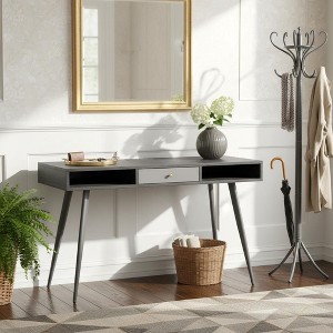 Homy Casa Writing Desk with Drawer and Open Storage for Home Office or Study, Black - 1 of 4