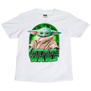 Kids Star Wars The Mandalorian Grogu Galaxy Green T-Shirt - 1 of 2