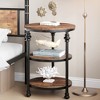 Small Side Table, Round End Table with 3 Shelves for Living Room, Bedroom, Night Stand Accent Coffee Table with Steel Frame for Small Spaces - 4 of 4
