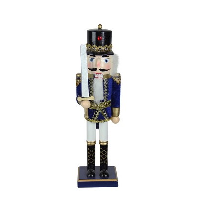 Northlight 14" Blue and White Christmas Nutcracker Soldier with Sword Tabletop Decor