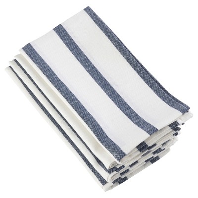  4pk 20" Striped Printed Design Napkin Navy Blue - Saro Lifestyle 