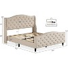 Homhougo Queen Size Velvet Platform Bed Frame w/Headboard and Footboard Upholstered Bed Frames Beige - 2 of 4