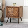 Accent Cabinet Mid-Century Modern with Chevron Door Storage for Living Room 17.5"W - 3irtyhousy - 2 of 4