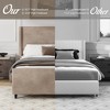 Queen/KIng Size Upholstered Platform Bed Frame with High Wingback Headboard&High Footboard, Corduroy, Cream/Taupe-ModernLuxe - 4 of 4