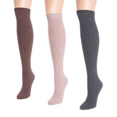 Muk Luks Women's 3 Pair Pack Knee High Socks, Muted Tones, Os (6-11 ...