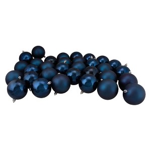 Northlight Shatterproof 2-Finish Christmas Ball Ornaments - 2.5" (63mm) - Sapphire Blue - 60ct - 1 of 4
