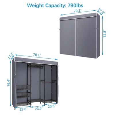 VIPEK V10C Heavy Duty Covered Clothes Rack Closet, Black Rack with Cover, Max Load 790LBS