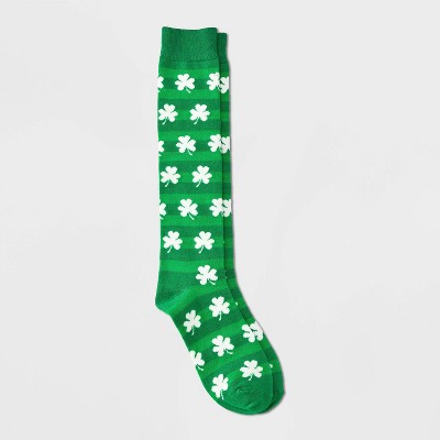 Women's Stripes & Shamrocks St. Patrick's Day Knee High Socks - Green/White 4-10