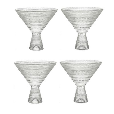 Clear Embossed Hobnail Martini Glasses Set of 4