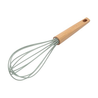 Unique Bargains Wire Whisk Hand Wash Beech Silicone Stainless Steel Yellow Green