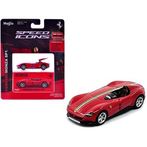Ferrari Monza SP1 Red with Italian Flag Stripes "Speed Icons" Series 1/64 Diecast Model Car by Maisto - 1 of 4