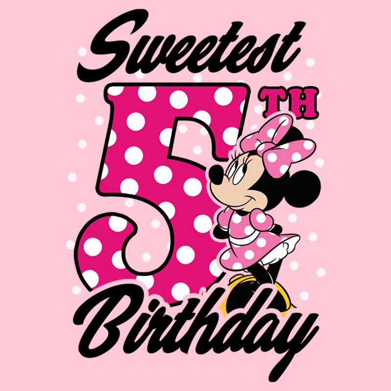 Girl's Minnie Mouse Sweetest 6th Birthday Dots T-Shirt, 2 of 5