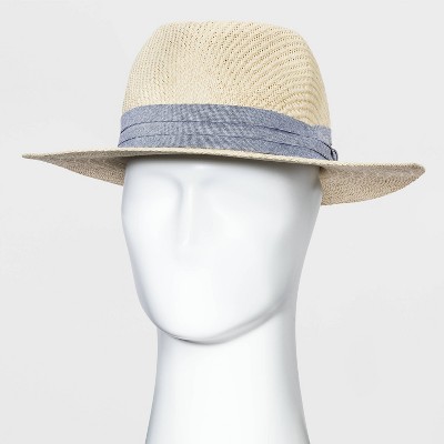 Panama Straw Hat with Chambray Band - Goodfellow & Co™ Natural M/L