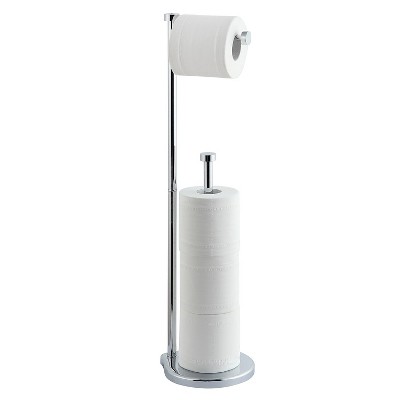 Chrome Free Standing Bathroom Toilet Paper Holder with Reserve