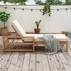 1 Piece Outdoor Chaise Lounge Chair Acacia Wood Frame with UV Resistant Cushions , Adjustable Backrest for Pool Patio or Deck -Coolbibila - 3 of 4