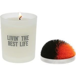 Pavilion Gift Company - Best Life - Black & Orange - 5.5 oz - 100% Soy Wax Candle with Pom Pom Lid Scent: Tranquility - Flame Candles - 1 of 1