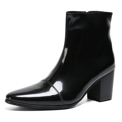Santimon Men's Dress Genuine Leather Ankle Boots with Zipper 3 Inches Heel