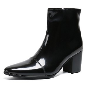 Santimon Men's Dress Genuine Leather Ankle Boots with Zipper 3 Inches Heel - 1 of 4