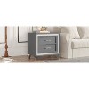Gulches Mid Century Vintage Nightstand with Silver Glitter Strip, Velvet 2-Drawer Bedside Table with Metal Legs, Fully Assembled Except Legs (Gray) - 3 of 4